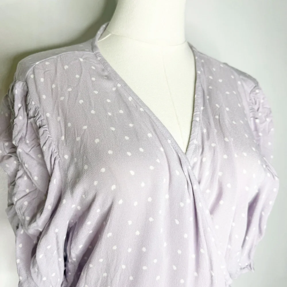 Abercrombie & Fitch Purple Puff Sleeve Wrap Blouse Size XL NwT